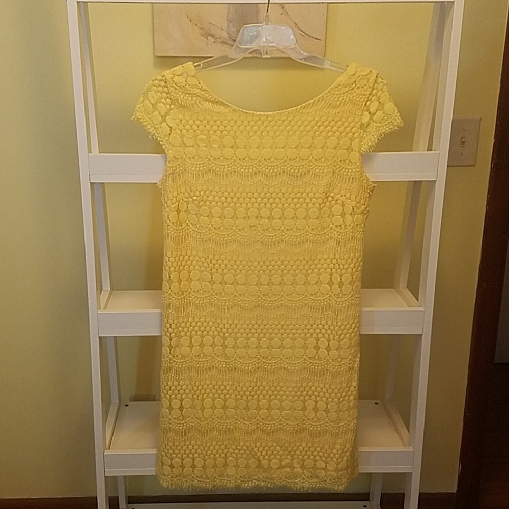 Yellow fun lacy/crocheted dress, size 10
